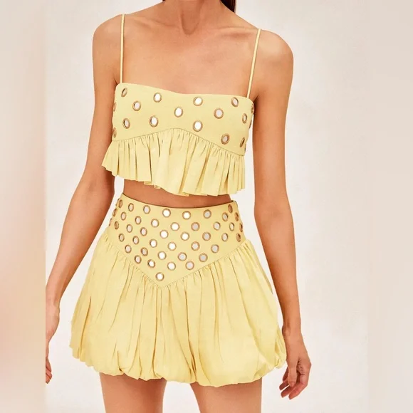 Yellow mirror bubble skirt set - Picture 4 of 4